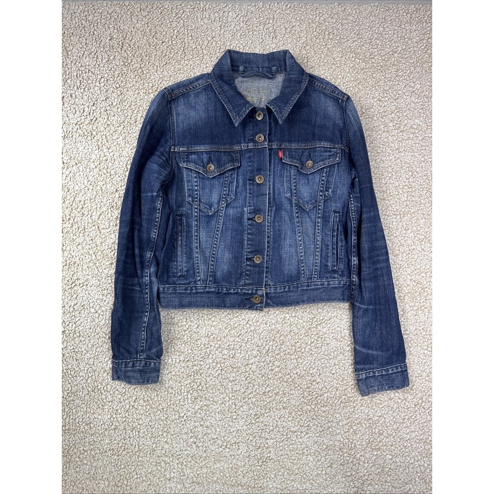 Levis Women's Denim Jean Jacket Medium Retro Style Red Label Cowgirl Country
